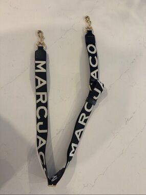 Marc Jacobs Black and White Logo Crossbody Strap with Gold Hardware